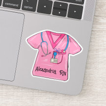 Pink Scrubs Nurse Monogram Waterproof