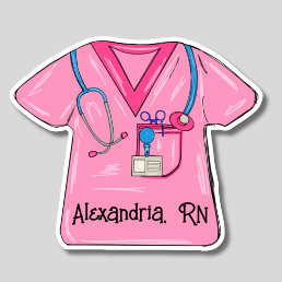 Pink Scrubs Nurse Monogram Waterproof Sticker