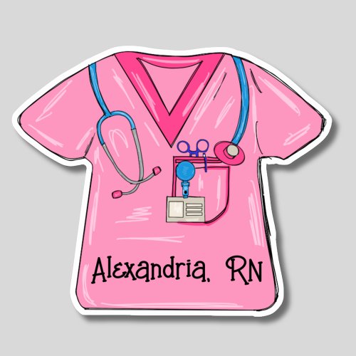 Pink Scrubs Nurse Monogram Waterproof Sticker