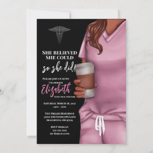 Pink Scrubs Nursing School Graduation Invitation