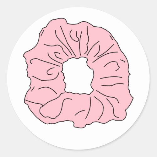 pink scrunchie classic round sticker