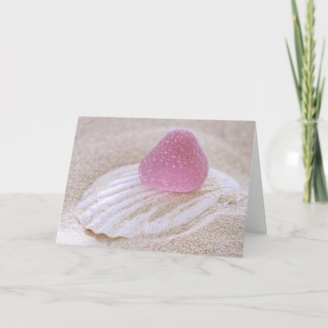 Pink sea glass gumdrop card (Front)