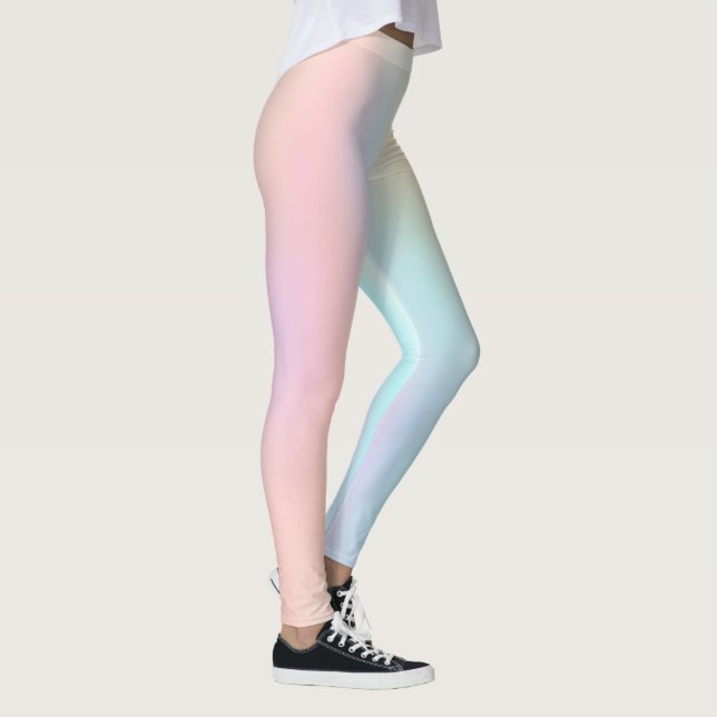 Pink Sea Green Pastel Ombre Leggings (Right)