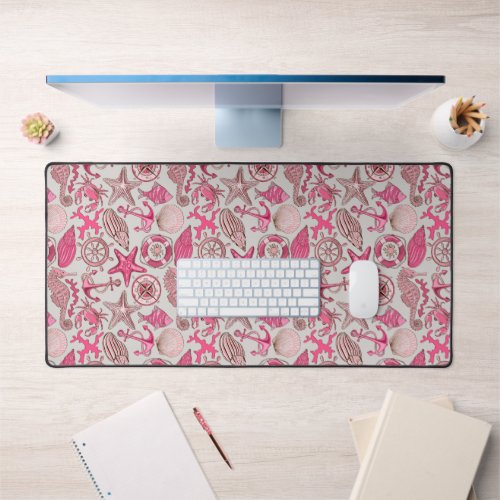 Pink Sea Pattern Desk Mat