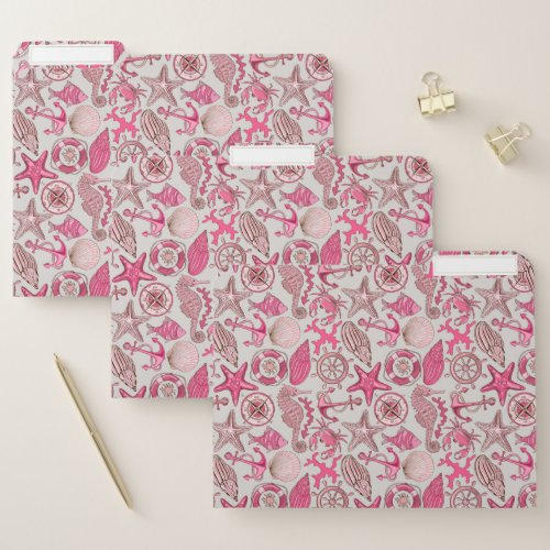 Pink Sea Pattern File Folder