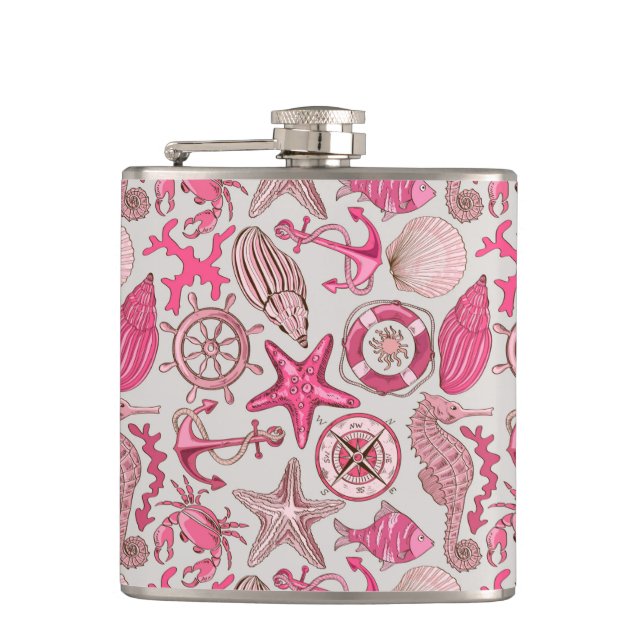 Pink Sea Pattern Flask (Front)