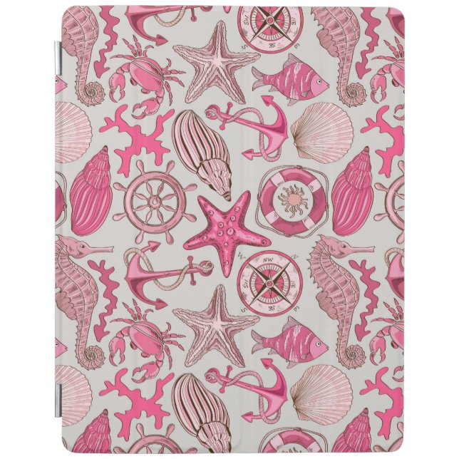Pink Sea Pattern iPad Smart Cover (Front)