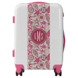 Pink Sea Pattern Monogram Luggage