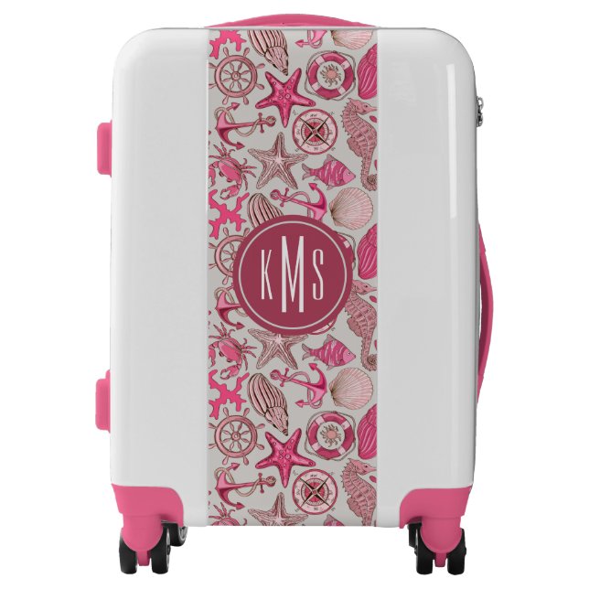 Pink Sea Pattern| Monogram Luggage (Front)