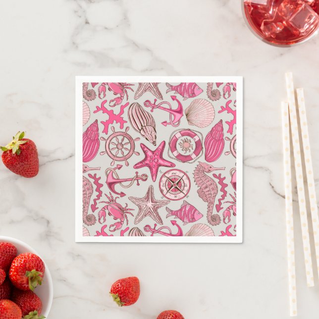 Pink Sea Pattern Napkins (Insitu)