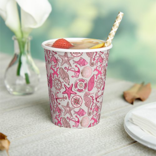 Pink Sea Pattern Paper Cups