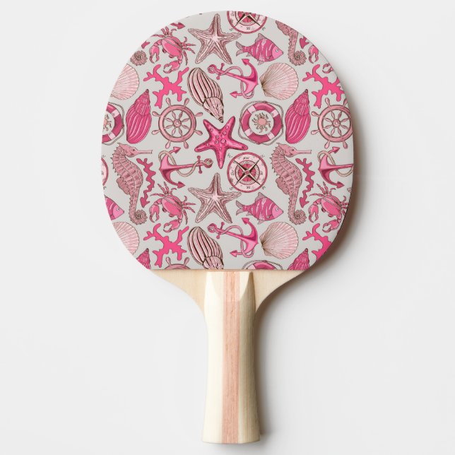 Pink Sea Pattern Ping-Pong Paddle (Front)