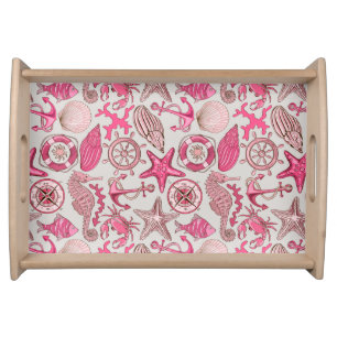 Pink Sea Pattern Serving Tray