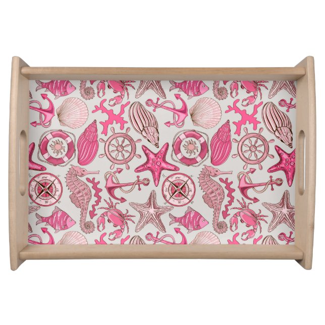 Pink Sea Pattern Serving Tray (Front)