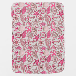 Pink Sea Pattern Stroller Blanket