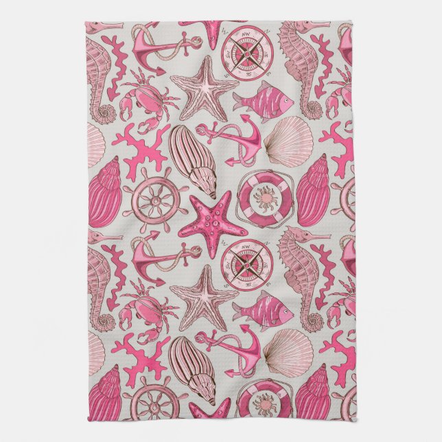 Pink Sea Pattern Towel (Vertical)