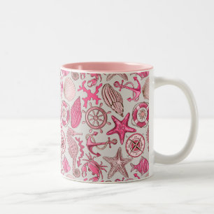 Pink Sea Pattern Two-Tone Coffee Mug