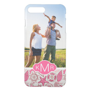 Pink Sea Pattern  Your Photo & Monogram iPhone 8 Plus/7 Plus Case