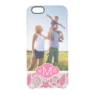 Pink Sea Pattern  Your Photo & Monogram Clear iPhone 6/6S Case