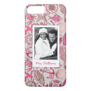 Pink Sea Pattern Your Photo & Name iPhone 8 Plus/7 Plus Case