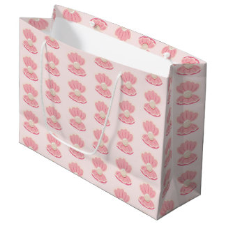 Pink sea shell and pearl pattern Large Gift Bag