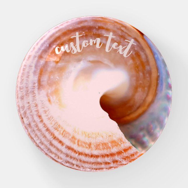 PINK SEA SHELL BEACH NATURE PHOTO CUSTOM MESSAGE PAPERWEIGHT (Front)