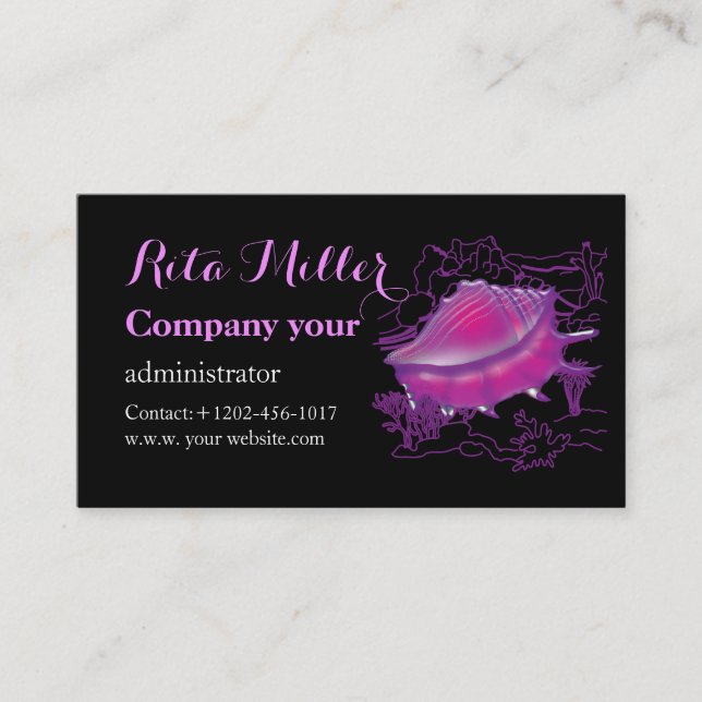 Pink sea shell business card (Front)