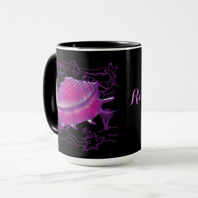 Pink sea shell mug (Front Left)