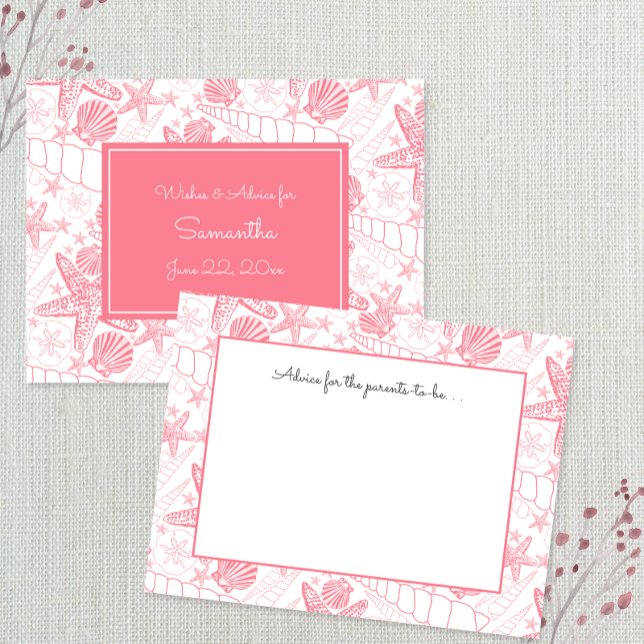 Pink Sea Shells Baby Shower Advice, prayers Advice Card (Creator Uploaded)