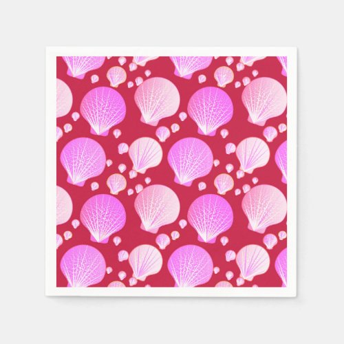 Pink sea shells on a burgundy background napkins