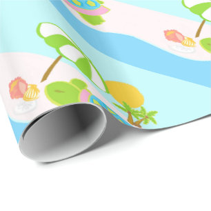 Pink Sea Turtle Glossy Wrapping Paper, 30" x 6' Paper