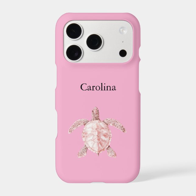 Pink Sea Turtle Iphone Case (Back)