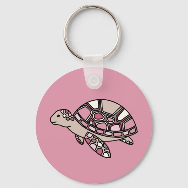 Pink Sea Turtle Keychain (Front)