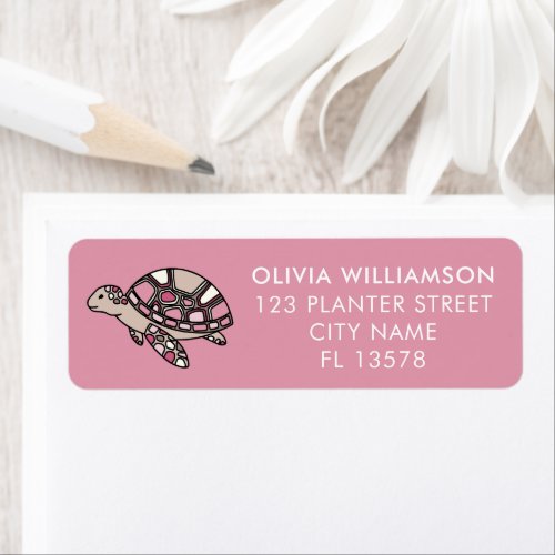 Pink Sea Turtle Label