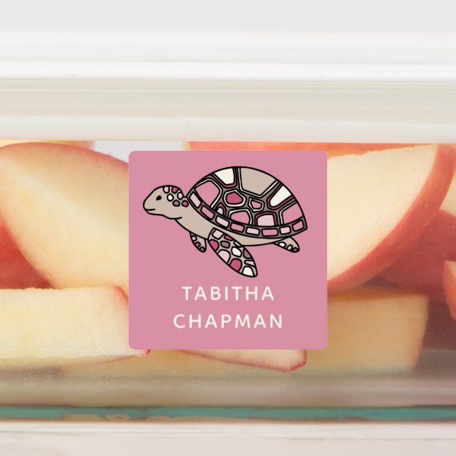 Pink Sea Turtle Labels (Affixed)