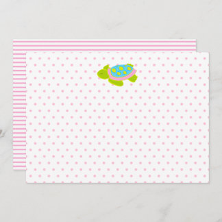 Pink Sea Turtle Note Card Stationery