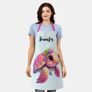 Pink Sea Turtle Whimsical & Cute Apron