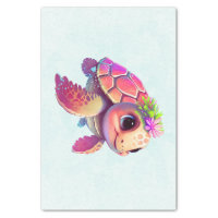 Pink Sea Turtle Whimsical & Cute Tissue Paper
