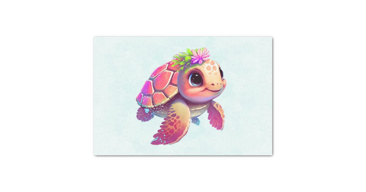 Pink Sea Turtle Whimsical & Cute Tissue Paper | Zazzle