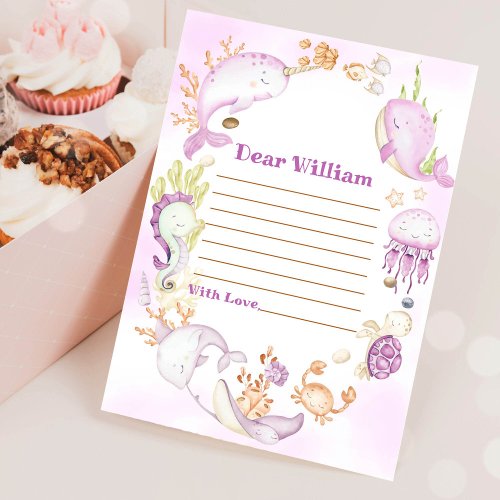 Pink Sea Whale Birthday Time Capsule Message Card