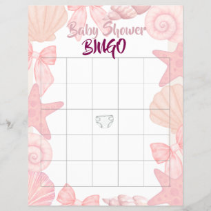 Pink Sea You Soon Baby Shower Bingo Flyer