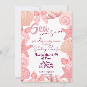 Pink "Sea you soon" Baby Shower Invitation