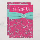 Pink, Seafoam Green Swirls Anniversary Invitation (Front/Back)