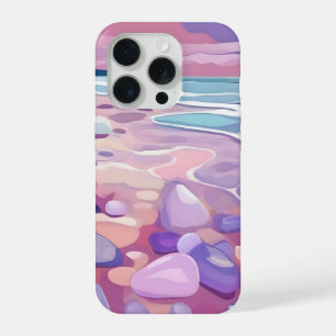 Pink Seaglass, beach, in digital art iPhone 15 Pro Case