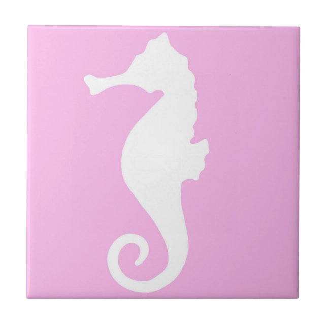 Pink Seahorse Ceramic Tile (Front)