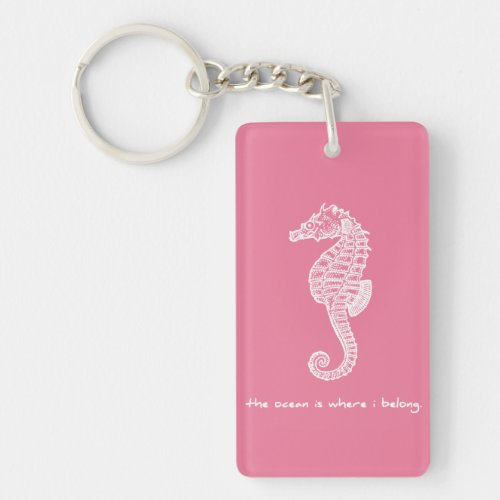 Pink Seahorse Keychain