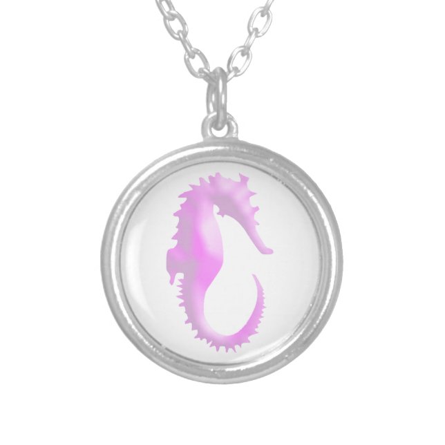 Pink Seahorse Silver Plated Necklace (Front)