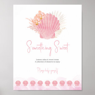 Pink Seashell Baby Shower Dessert Table Sign