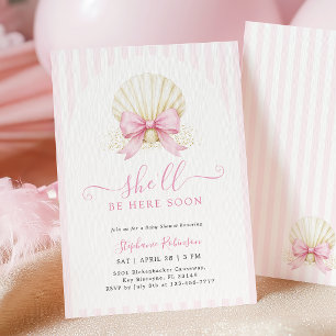 Pink Seashell Baby Shower Invitation