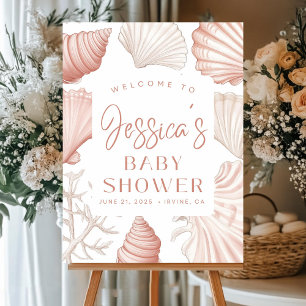 Pink SeaShell Baby Shower Sign Under the Sea Showe